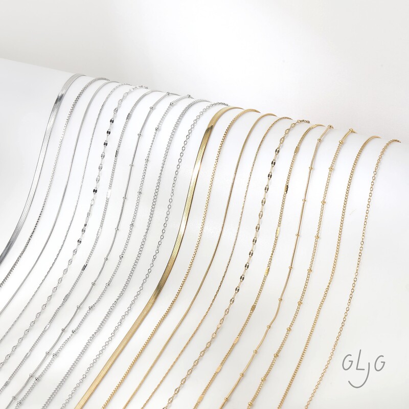 Titanium steel gold-plated color-retaining basic simple versatile twisted chain necklace DIY handmade necklace accessory materials