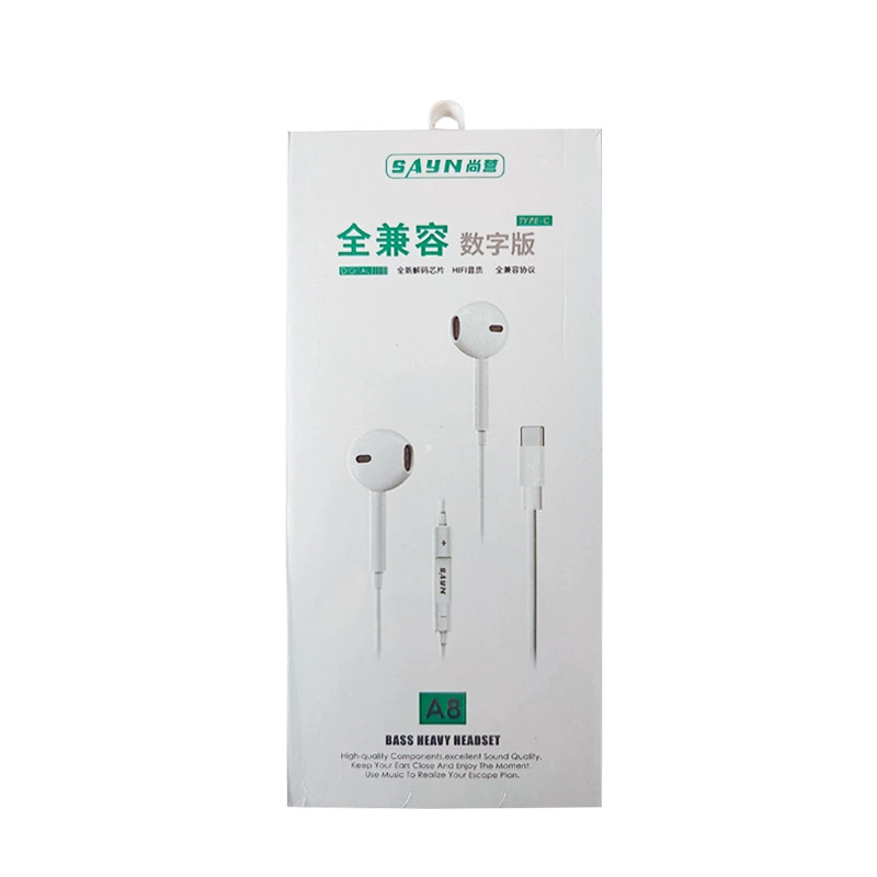 In-ear Headphones A3/A8 Type-C & 3.5 mm Wired Earphones, Hi‑Fi Bass, Compatible Huawei Xiaomi