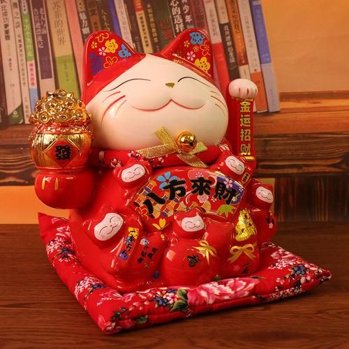 Lucky Cat Ornament Opening Business is Prosperous Large Automatic Hand Waving Front Desk Home Living Room Decoration Lucky Cat Gift