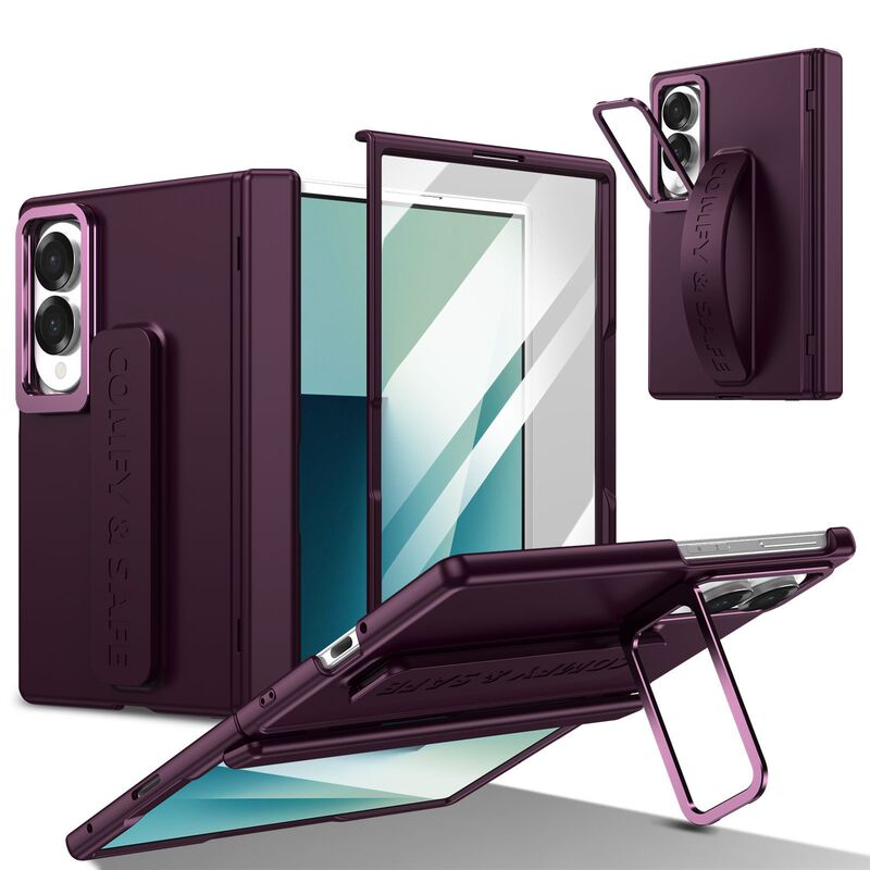 Suitable for Samsung Z Fold8 phone case 7/6 flip cover with lens stand and wrist strap, 5/4/3 full protection cover