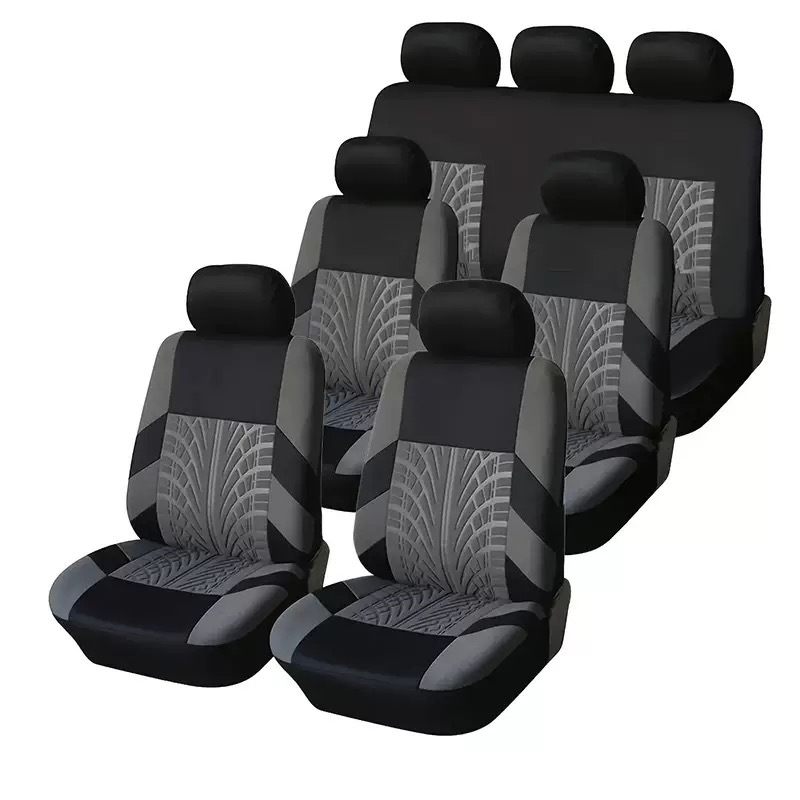 Cross-Border Hot-Selling Elastic Fabric Tire Pattern Press-Stitched Seven-Seater Car Seat Cover 13-Piece Set Seat Cushion