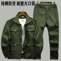 Spring and autumn work clothes suit men's labor insurance single-piece welder anti-scalding and wear-resistant construction site work clothes wholesale workshop