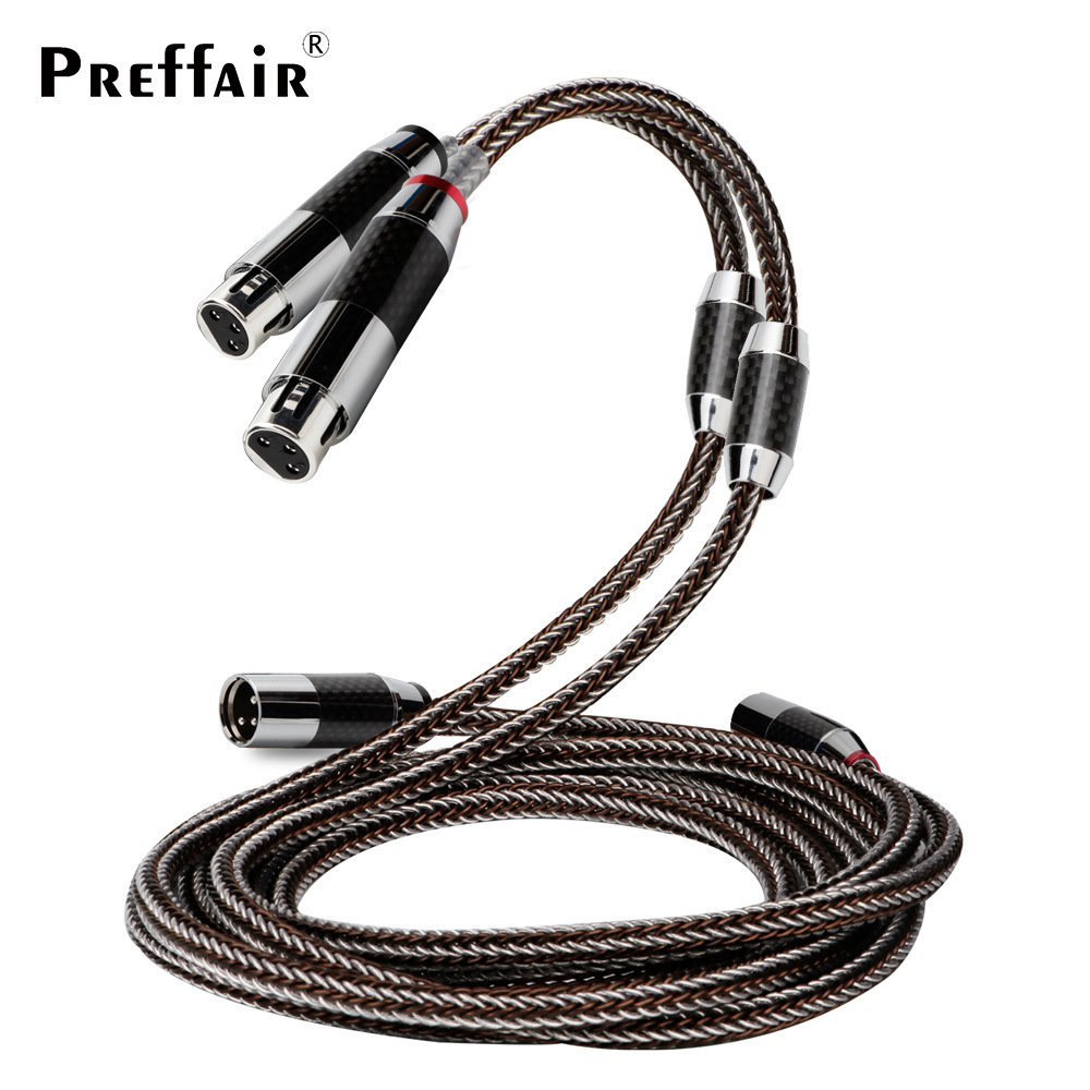 Preffair 16股单晶铜镀银XLR平衡线卡农公对母平衡线音箱连接线