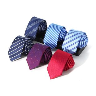 Polyester Striped Tie for Men, Professional Formal Business Attire, Navy Blue Small Floral Pattern, Yarn-Dyed Jacquard, Versatile for Business Use