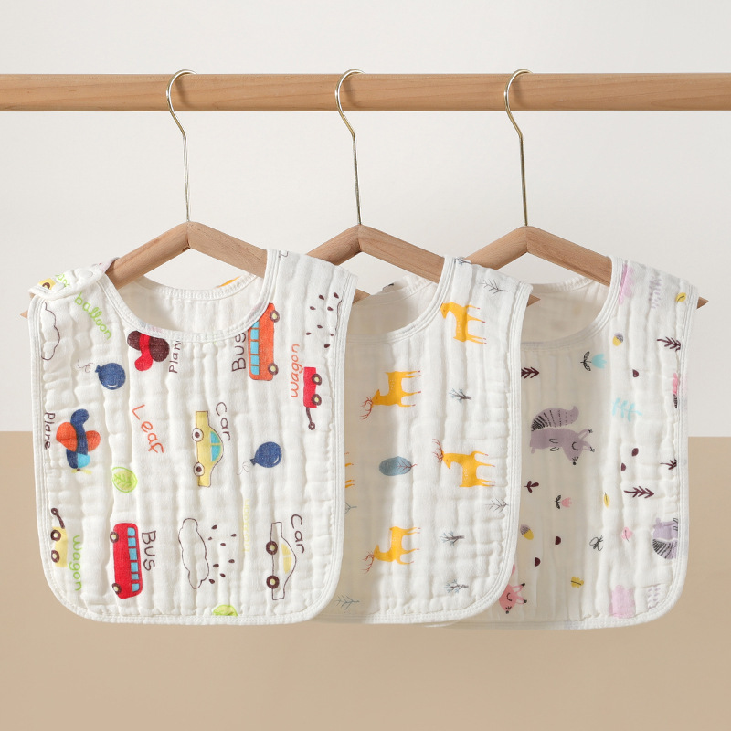 Six-Layer Gauze Pure Cotton Baby Washcloth, Kidsren's Face Wash Bib, Face Wash and Eating Anti-Fouling Bib, Cotton Saliva Towel