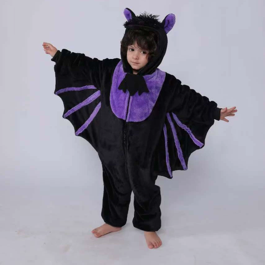 Осенняя новая детская одежда в мультяшном стиле, фланелевый комбинезон с капюшоном в виде лисы и летучей мыши, одежда для выступлений с животными