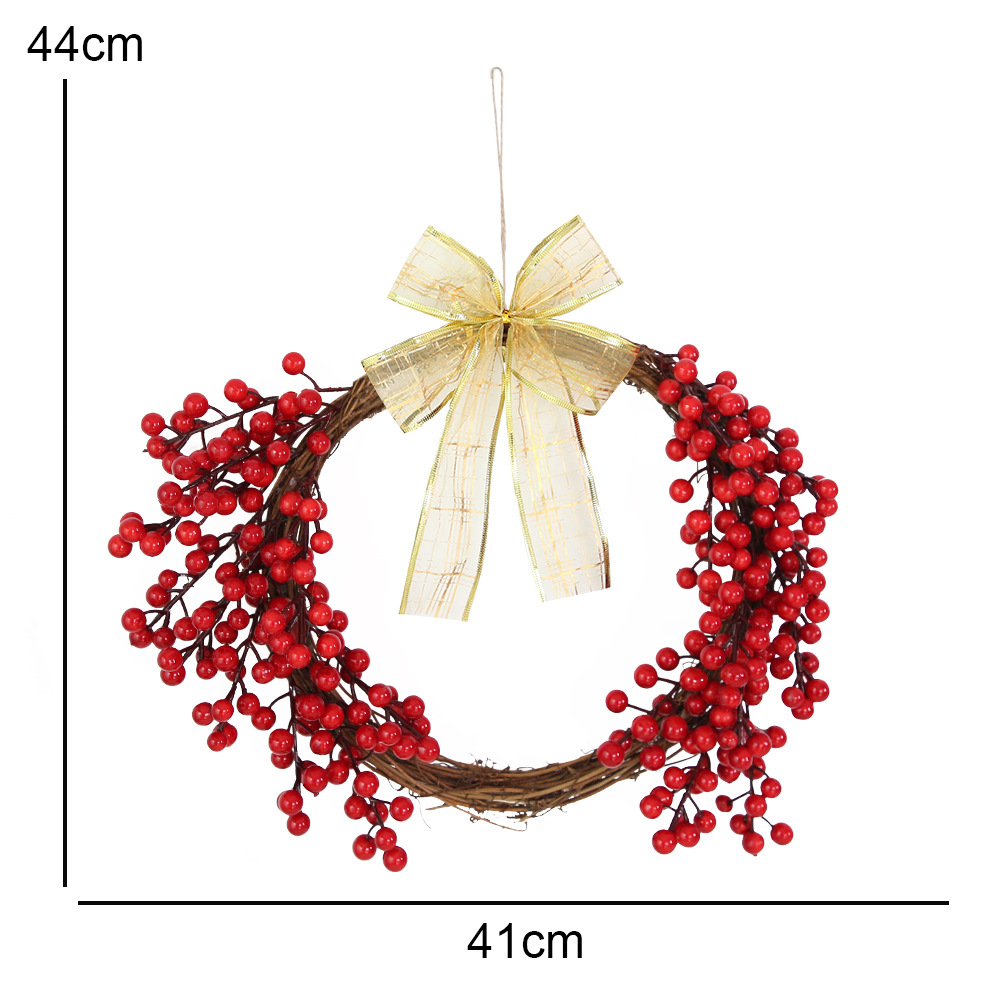 Nuevo producto de Amazon 2026, corona navideña con lazo, decoración colgante para el hogar, guirnalda artificial de frutos rojos, adorno para puerta, decoración colgante.