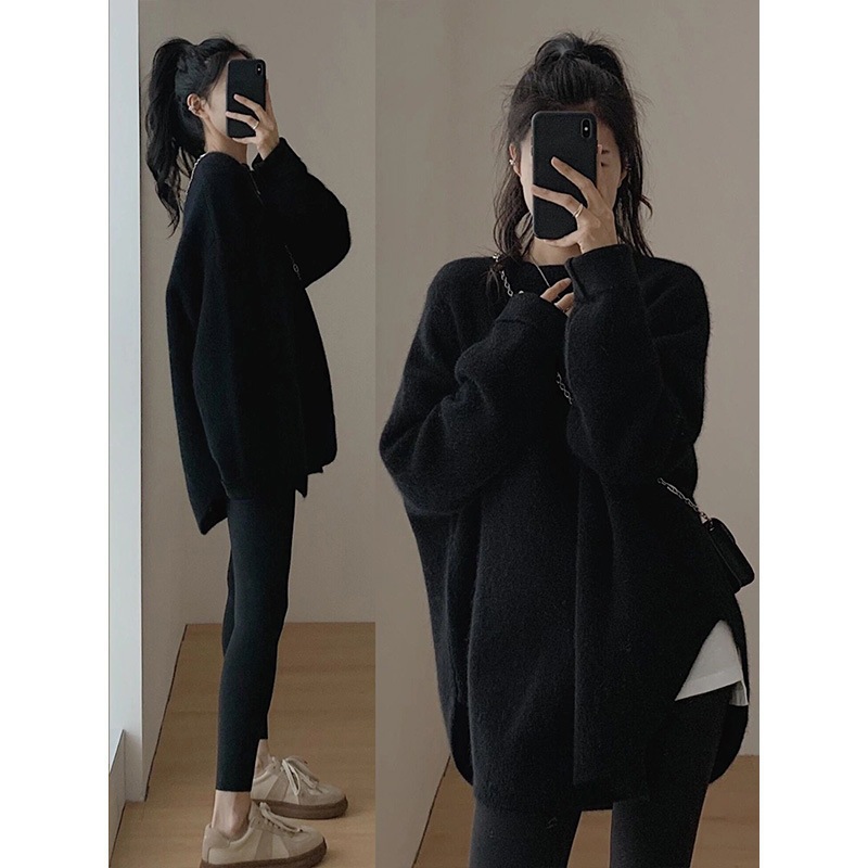 Lazy Style Early Autumn Top Loose Round Neck Sweater for Women 2024 Autumn and Winter New Korean Style Casual Knitted Pullover for Women