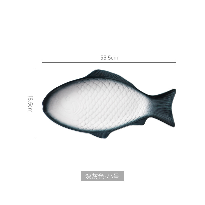 Nórdico personalizado en forma de pez plato de cerámica plato doméstico plato de pescado placa plana de color bajo vidriado ins creativo de gran tamaño pequeño plato de pescado al vapor