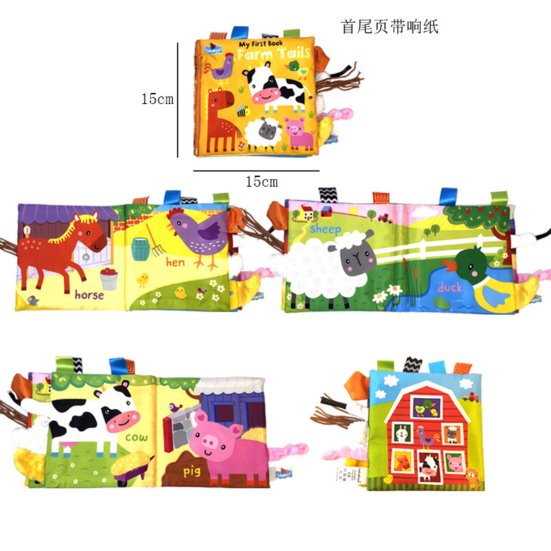 Libro de tela para bebés, con cola tridimensional, colores negro, blanco y rojo, desgarrable, juguete educativo. image 26