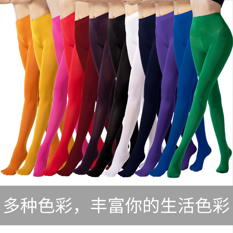 Amazon Cross-Border 80D Dance Sheer Pantyhose Colorful Velvet Leggings 1-Pack Sports