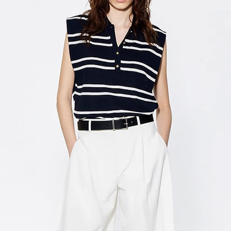 Summer Short-Sleeved Knitwear, Lightweight 2026 New Product, Acetate Cotton Yarn, Wide-Shoulder, Tailored Knit Vest