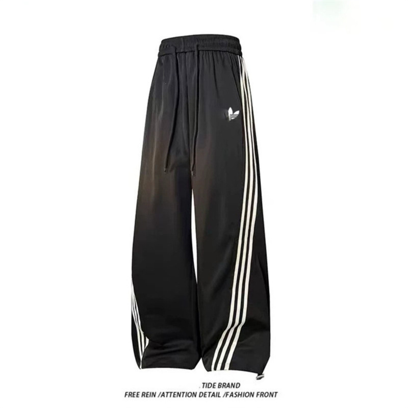 Cross-Border Clover Embroidery Casual Twist Pants for Men and Women, New Summer Style Loose Straight Wide-Leg Couple's Long Pants