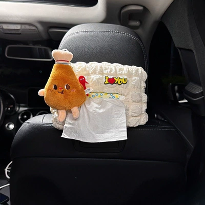 Car-mounted tissue box, cute cartoon Car tissue box/set - no-specifications-love-chicken-leg-puff-tissue-box