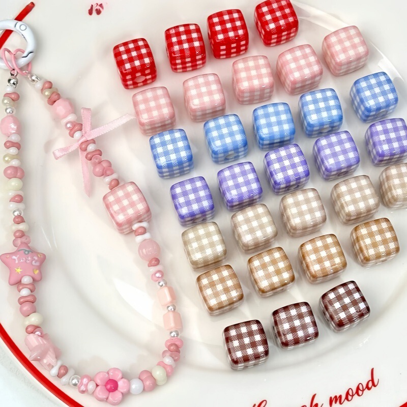 Cute Joker Acrylic Plaid Beaded Diy Handmade Mobile Phone Chain Bracelet Necklace Material Jewelry Accessories Cute Joker Acrylic Plaid Beaded Diy Handmade Mobile Phone Chain Bracelet Necklace Material Jewelry Accessories