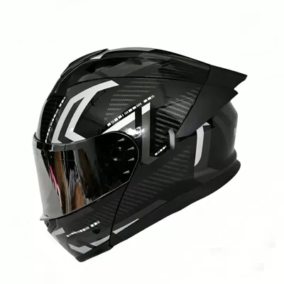 Motosiklet kaskı (dəbilqə): electric vehicle helmet with built-in - black-silver-pattern-silver-plated-mirror-m-54-55