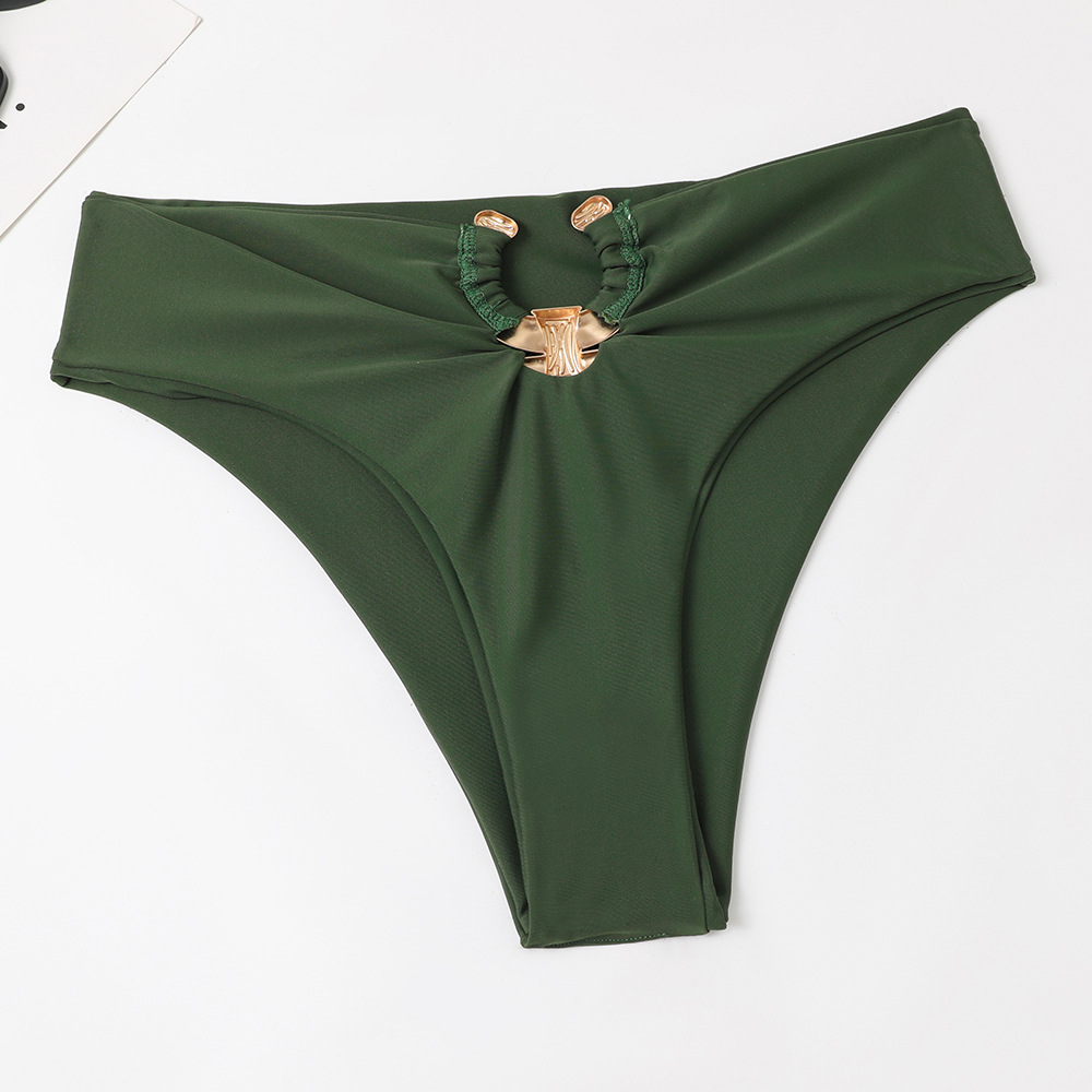 Women's Solid Colour Bikini Set Backless Sexy Metallic Accents_voghion.com