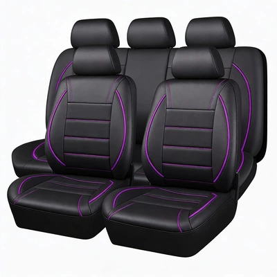 European and Russian Temu Universal seat cover - purple-tooth-stripe-full-nine-piece-set-for-the-vehicle