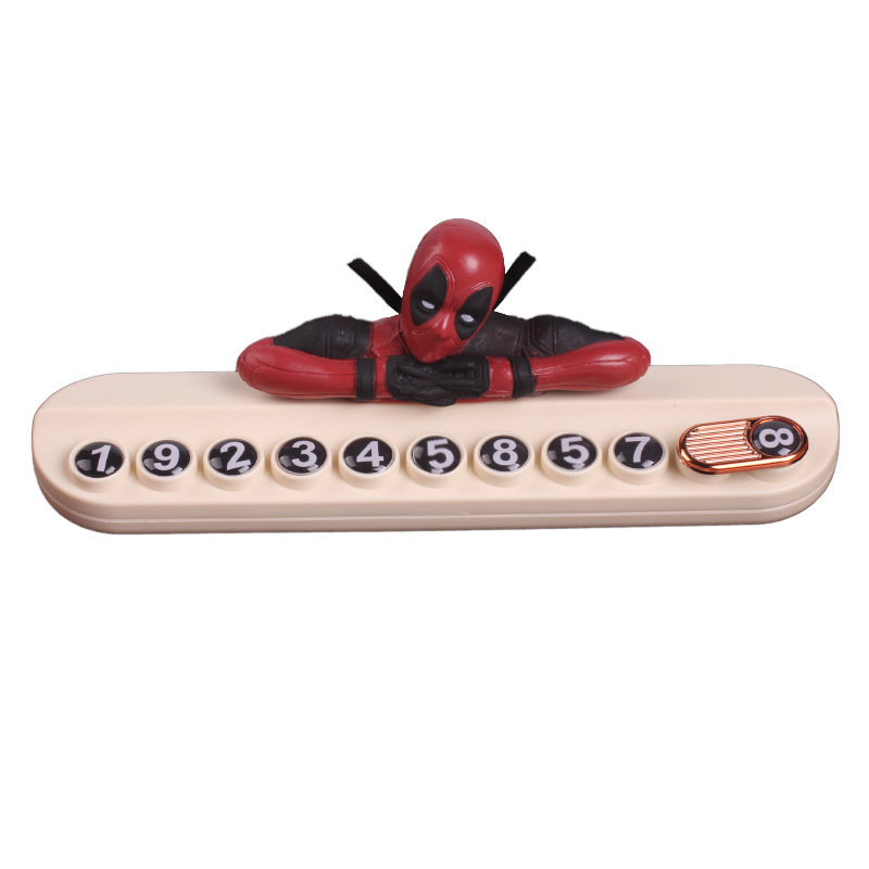 Tarjeta de estacionamiento temporal de Deadpool Car, placa de teléfono móvil femenina, placa de número de teléfono móvil para automóvil, suministros decorativos ocultos