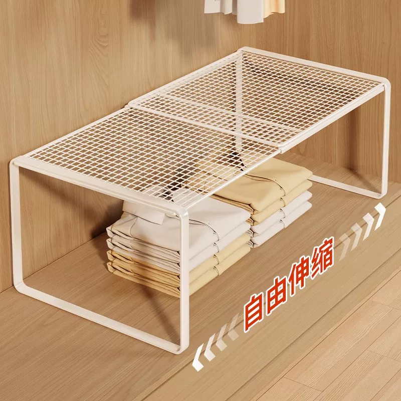 Retractable Wardrobe Shelf Divider — Adjustable 27–62 cm, Mesh Clothing Organizer