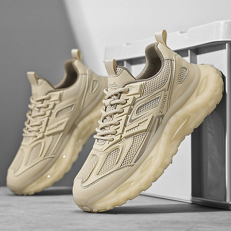 Мужские кроссовки весна 2025, мужские кроссовки на толстой подошве, увеличивающие рост, механические кроссовки в стиле "dad shoes", мужские дышащие чёрные кроссовки