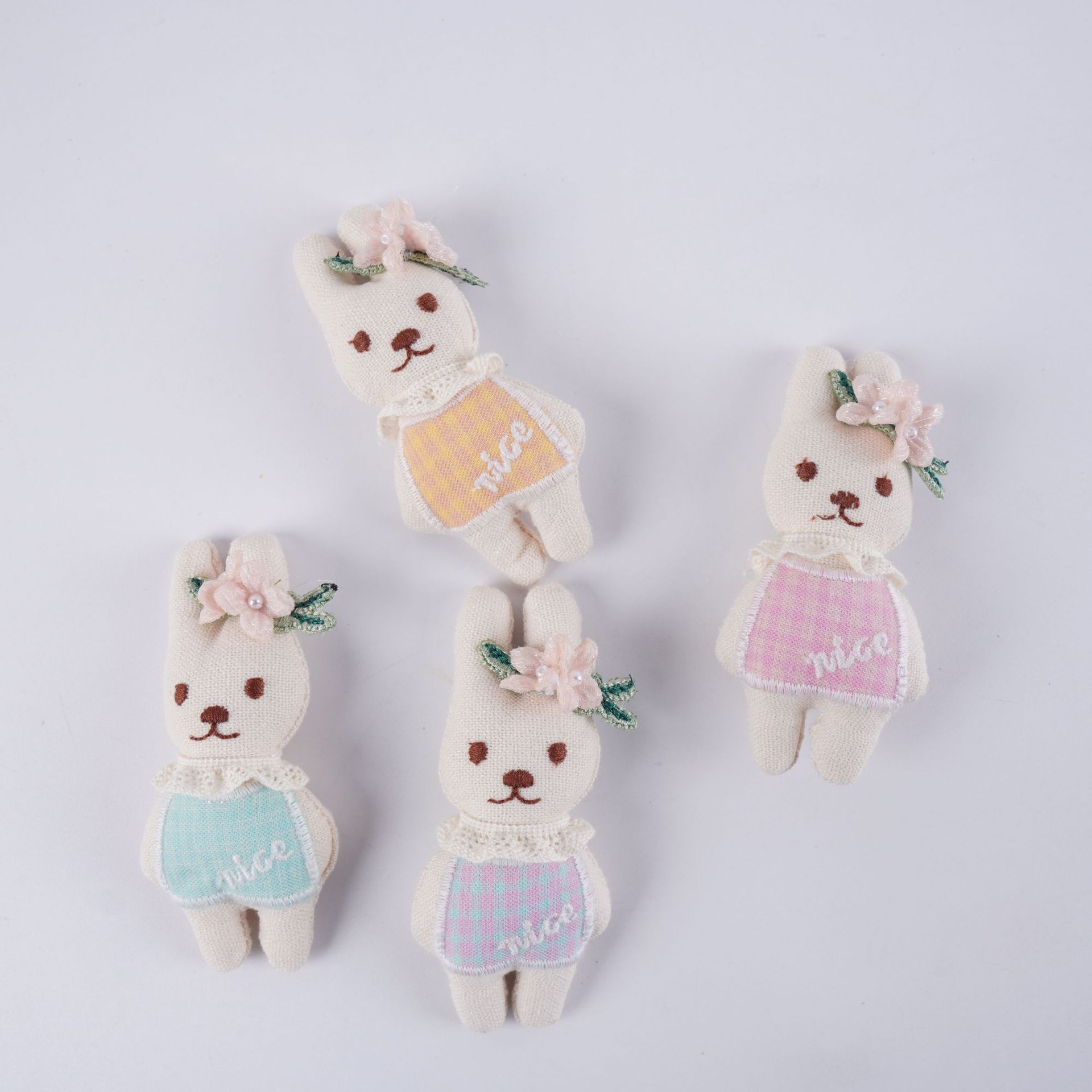 卡通格纹布艺蘑菇可爱小兔子发夹发饰装饰配件服装辅料饰品编织