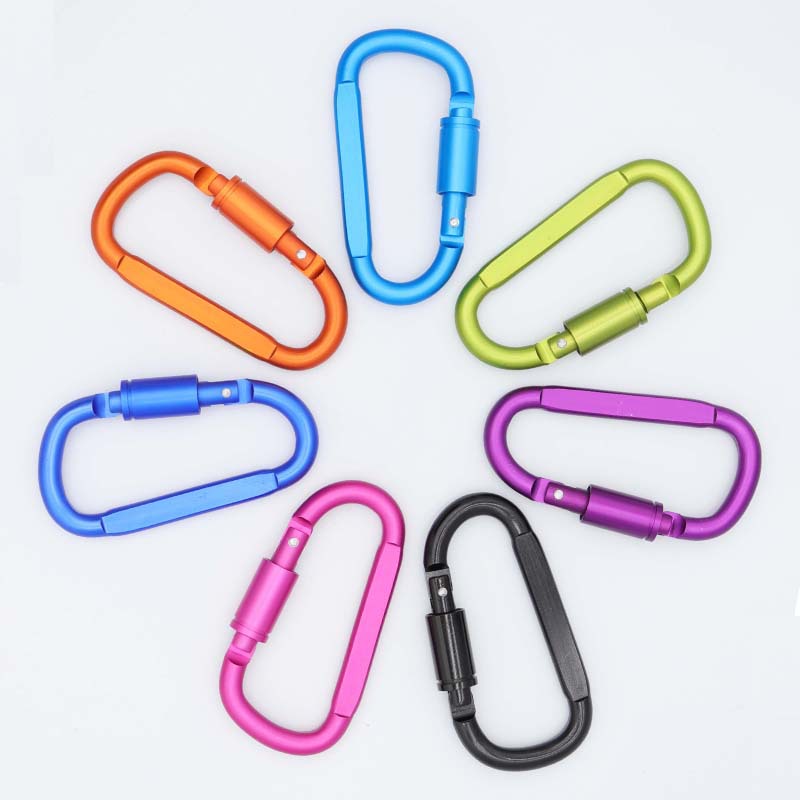 No. 8 enlarged aluminum alloy mountaineering buckle quick hanging buckle with safety nut hanging buckle kettle hook backpack buckle wholesale