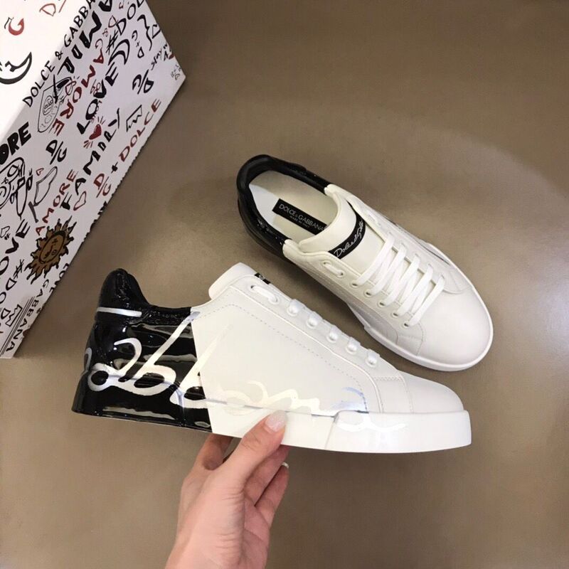 European D&G New Men's Shoes Graffiti Quality Assurance Men's Sneakers Versatile Trendy Shoes Casual White Shoes