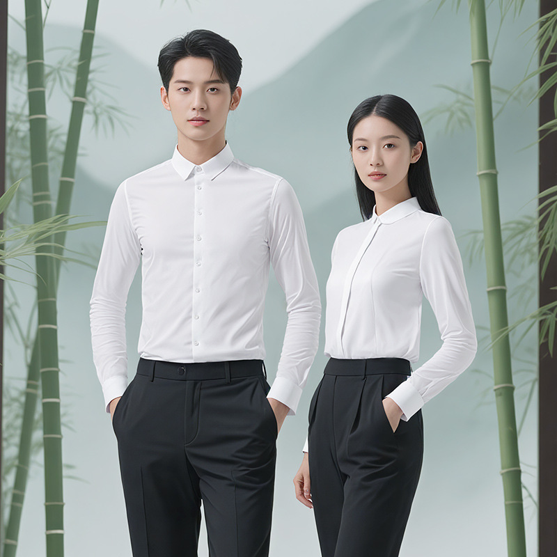 Hotel Workwear New Style Professional Long-Sleeved Shirts for Men and Women, Business Hotel Jewelry Store Shirts, Tops and Workwear