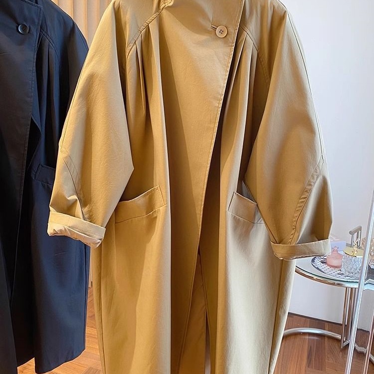 European Popular High-End Stand-Up Collar 2025 Spring Plus Size Women's Casual Loose Mid-Length Small Windbreaker Jacket