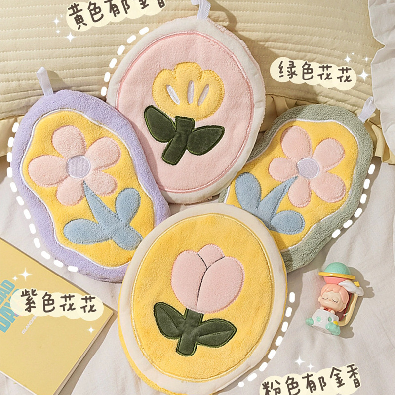 Coral Velvet Hand Towel Hanging Absorbent High Quality Thickened Cute Kitchen Hand Towel Souvenir