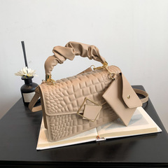 女士今年流行韓版褶皺手提包2024春季新款百搭ins單肩斜挎小方包