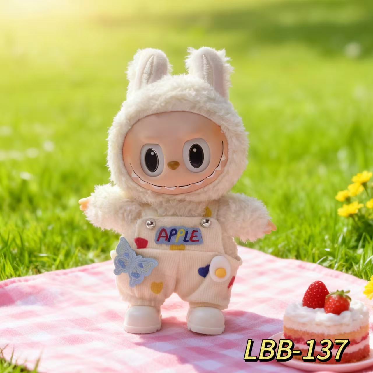 Una, dos y tres generaciones de labu picnic set casual labubu ropa de bebé vestible 17cm muñeca lindo cambio de ropa image 13