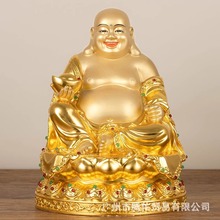 纯铜贴金弥勒佛菩萨家用供奉招财大肚开心笑佛像弥勒佛佛像摆件