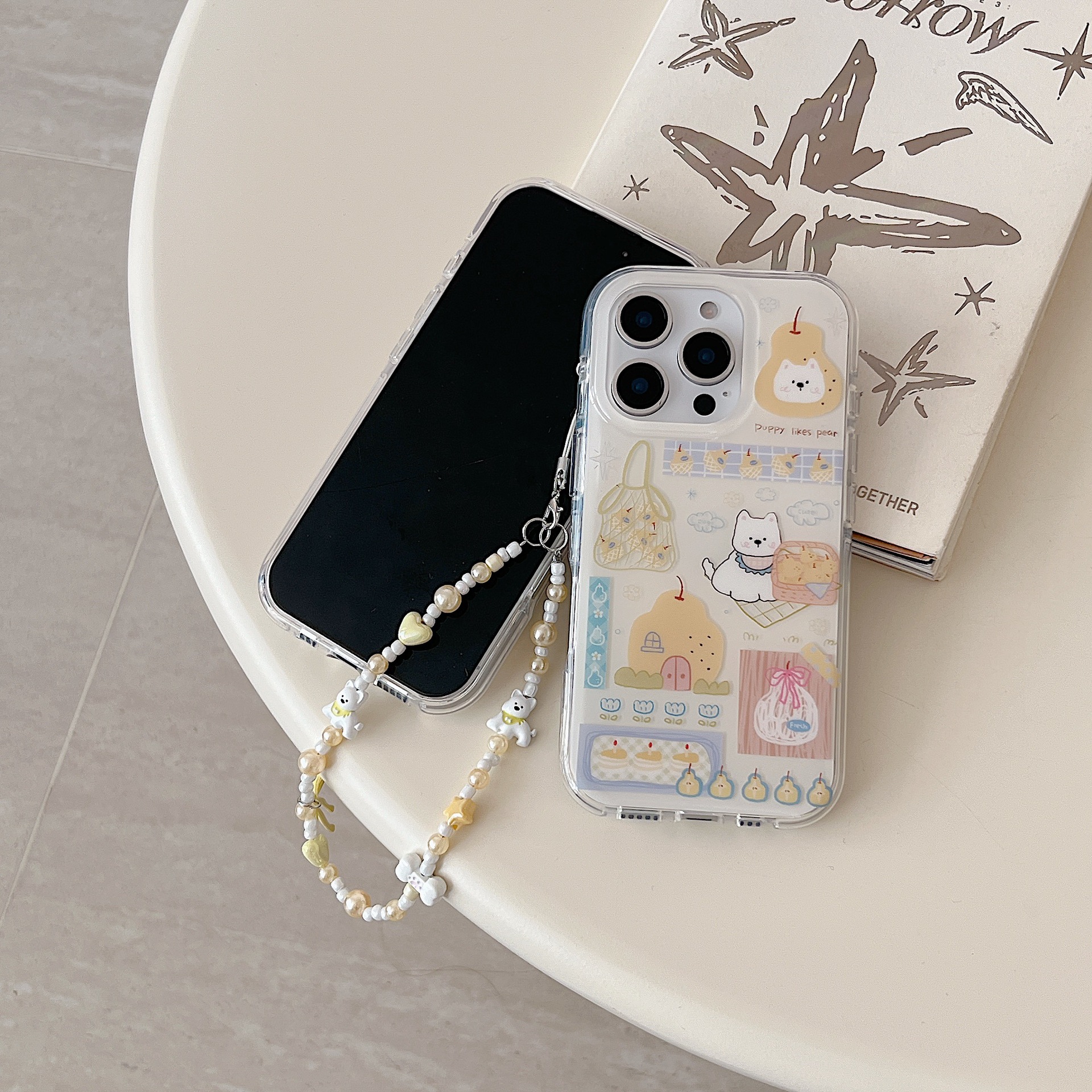 Linda caricatura linda pera cachorro para iphone16 Apple 15ProMax funda para teléfono móvil 14 mujer 13 pulsera