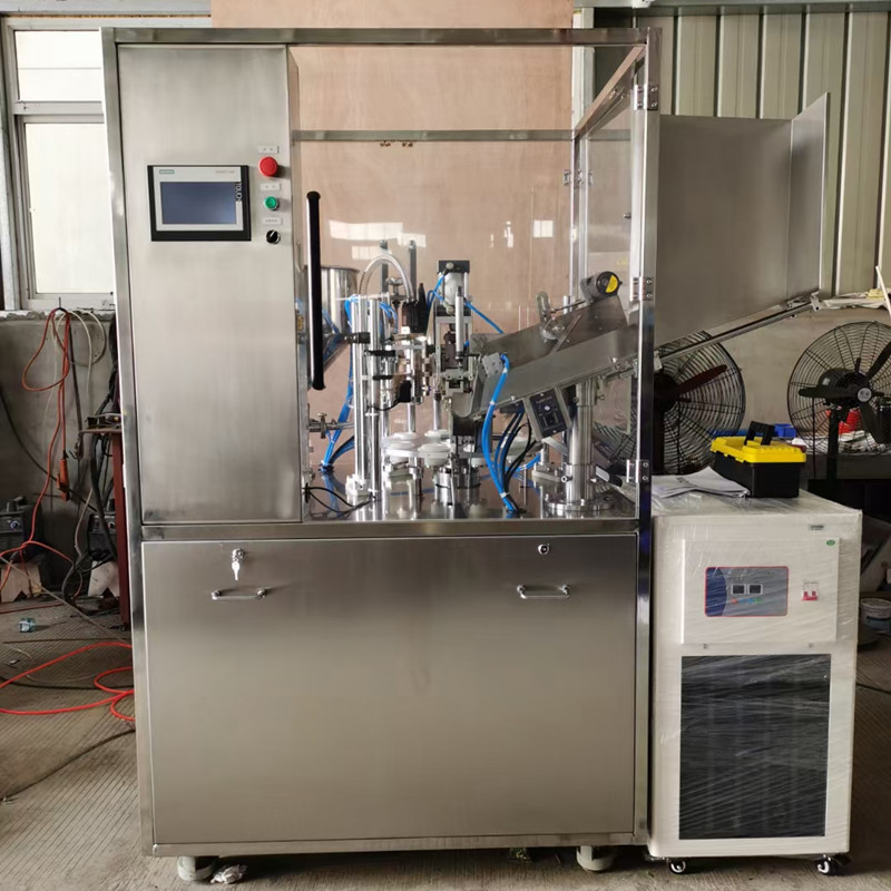 全自动灌装封尾机软管铝塑管护手霜牙膏洗面奶封尾灌装机