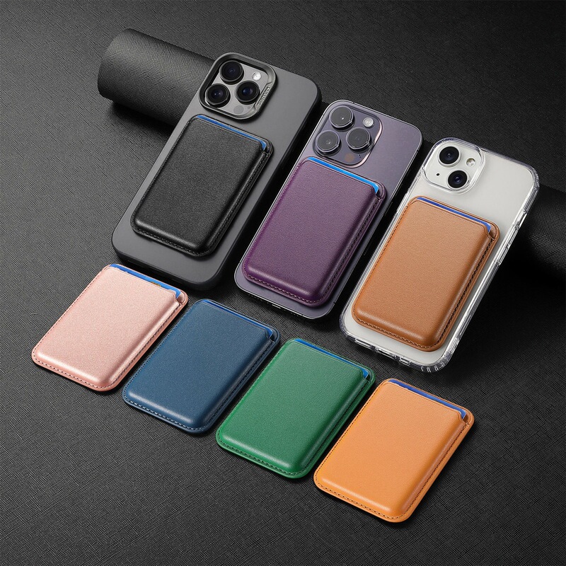 Official Magnetic Leather Card Holder Suitable for Iphone16 Back Sticker Magsafe Magnetic Card Holder Plain Leather Apple Wallet