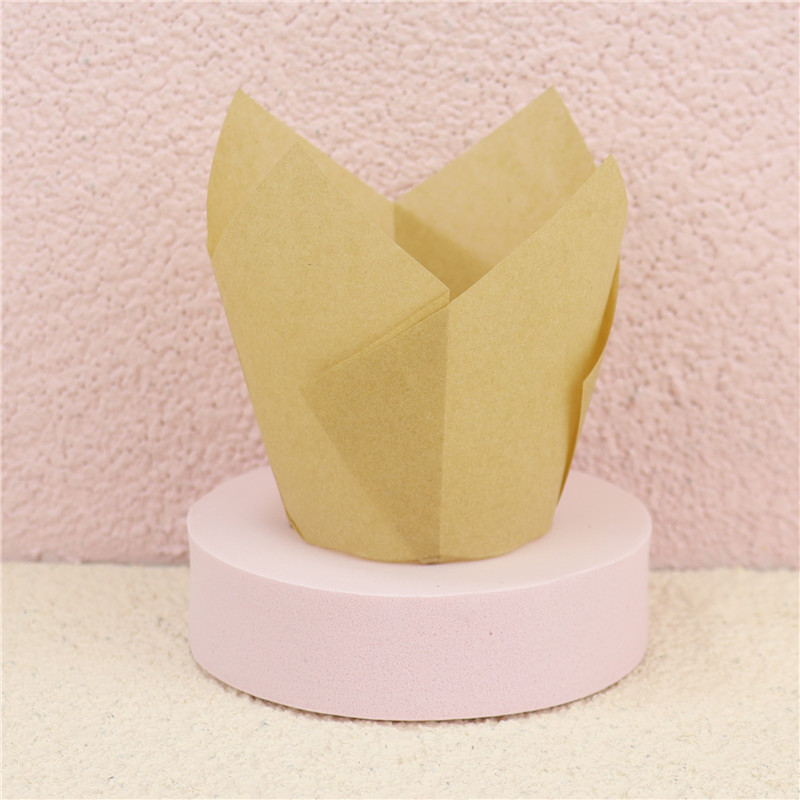 Venta al por mayor Tulip Pink Gradient periódico muffin cake taza de papel resistente a altas temperaturas a prueba de aceite recubierto de encaje muffin titular de papel