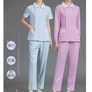 加边护士服女高端弹力短袖分体套装美容院口腔医生月子中心工作服