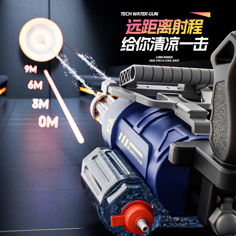 Cross-Border Smart Ai Voice-Controlled Dual-Nozzle Electric Continuous Firing Large-Capacity Gatling Water Gun Pulse Water Gun for Children's Play