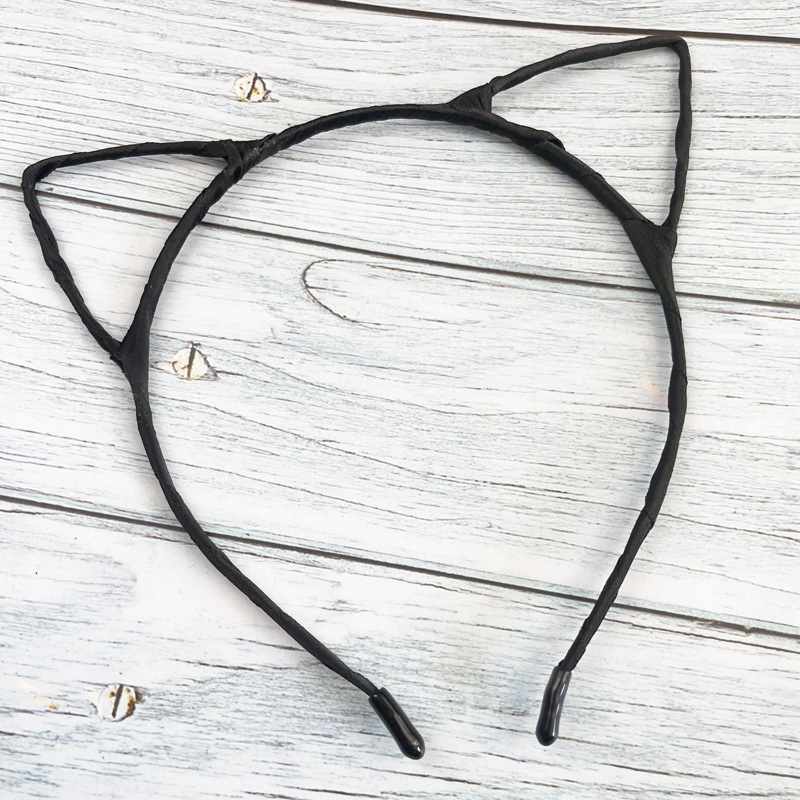Cross-Border European and American Iron Cute Halloween Day Black Cloth-Wrapped Sexy Cat Ears Headband Women's Hair Accessories