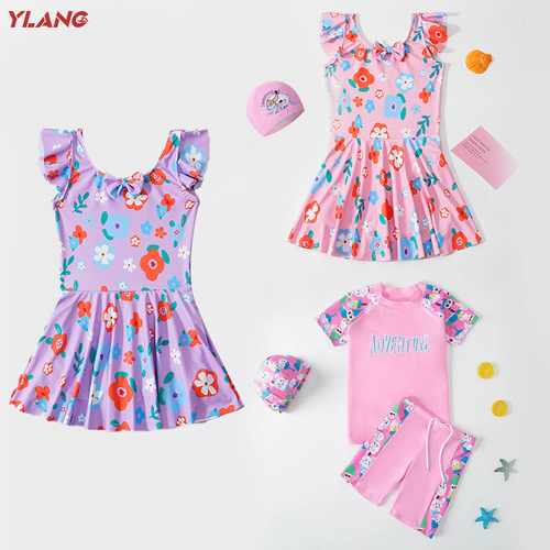 Children's swimsuit, new style one-piece or two-piece dresses for girls, middle and large children, sun protection swimsuit, training swimsuit set