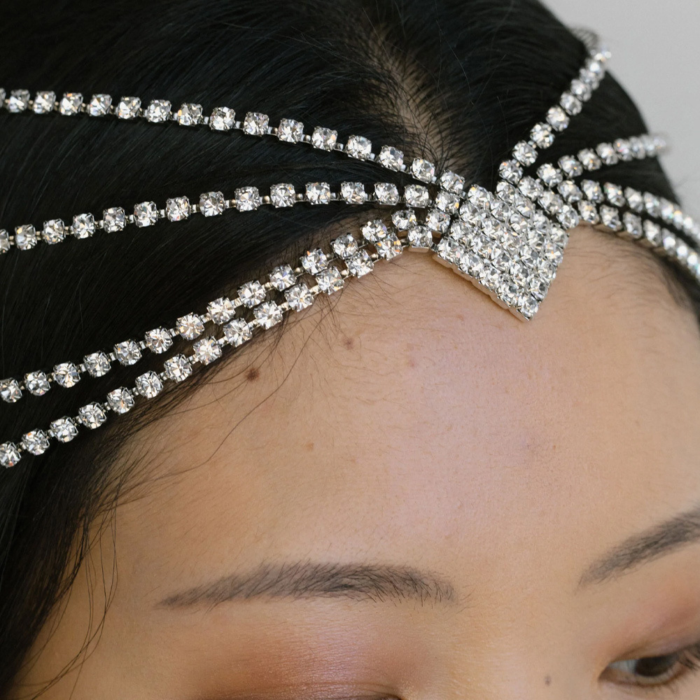 Nouvelle chaîne de sourcils de coiffure bohème accessoires de cheveux rétro multicouches ins chaîne de front de mariée en strass chaîne de cheveux_voghion.com