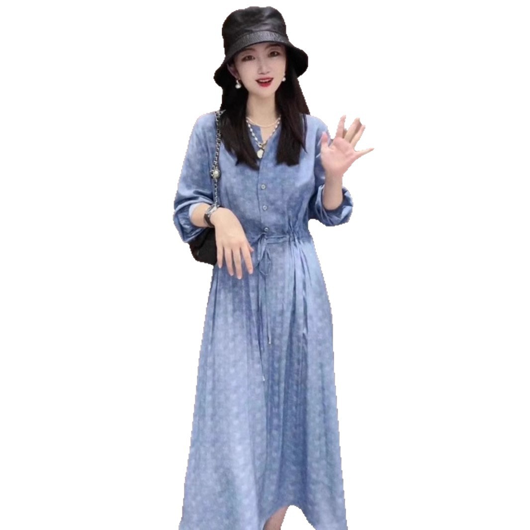 Đầm suông nữ midi mùa hè thiết kế tinh tế độc đáo — Màu xanh lam