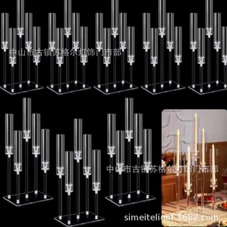Comercio electrónico transfronterizo para el nuevo acrílico 5-cabeza candelabro boda hotel restaurante occidental fiesta de cumpleaños casa candelabro