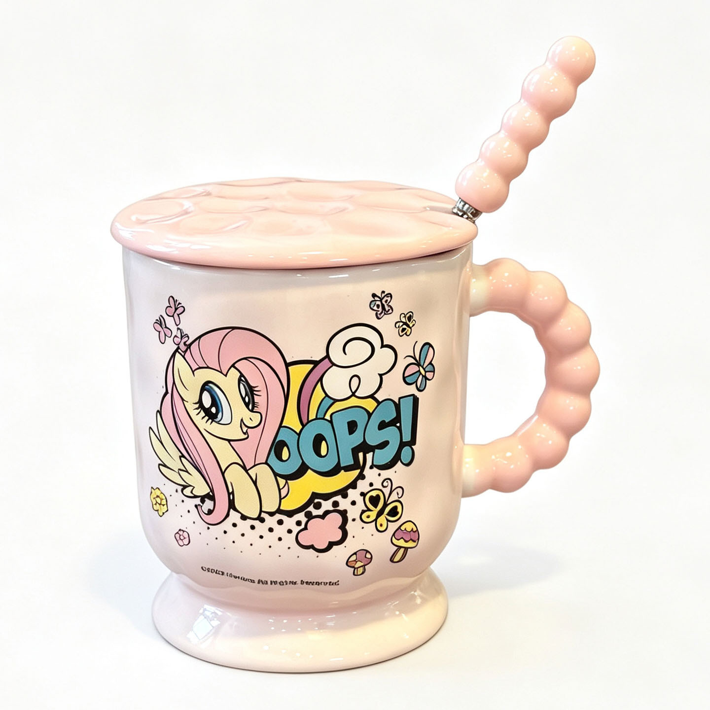 Pony Poly con tapa de marca taza de cerámica taza de agua doméstica taza de oficina taza de café encantadora de alto valor
