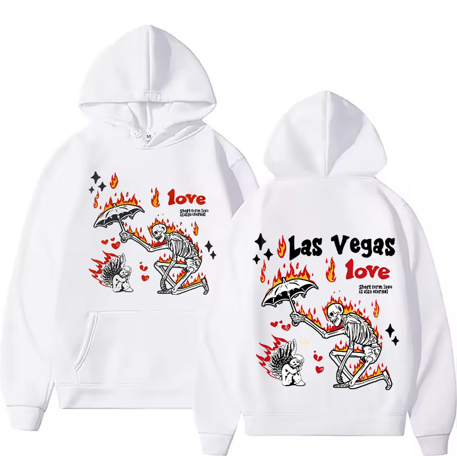 Men's Skull Pattern Printed Pure Cotton Warm Hoodie Set Hip