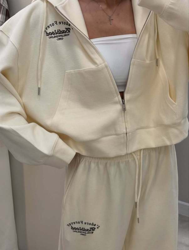 欧美跨境外贸卫衣套装女2025秋新款刺绣宽松显瘦拉链开衫阔腿长裤|undefined