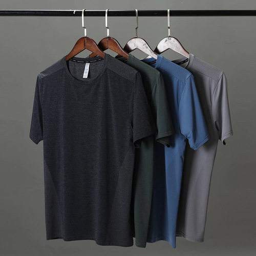 2024 Summer Cross-border Amazon Men's Large Size Quick-drying Breathable Fitness Top Running Shirt