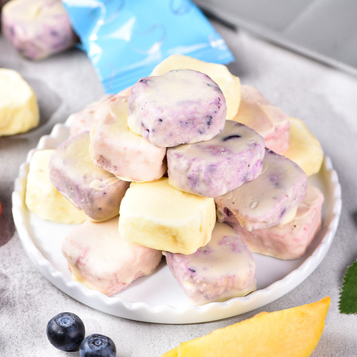 Fasimi Yuyu Freeze-Dried Yogurt Bites with Fruit: New Flavors—Strawberry, Blueberry, and Yellow Peach Cheese—45g Freeze-Dried Casual Snack